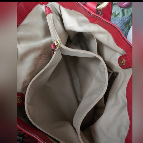 Coach Campbell Leather Belle Carryall Red Large - Picture 5 of 7